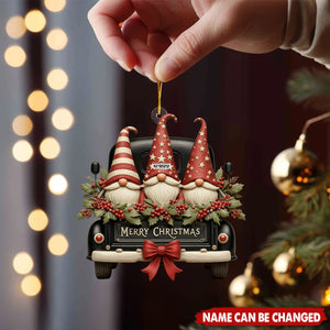 Personalized Christmas Vintage Dwarf Truck Ornament With 1-3 Names on Star Hats Best Gift For Family Friend