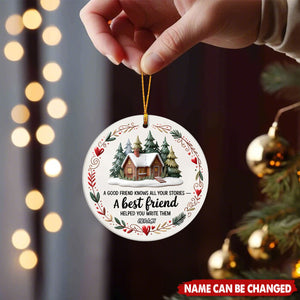 Personalized Best Friend Round Christmas Ceramics Ornament With Name Unique Christmas Gift For Friend Soulmate