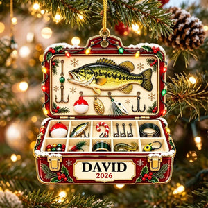 Personalized Fishing Tackle Box Acrylic Ornament - Christmas Gift For Dad Husband Grandpa Fisherman