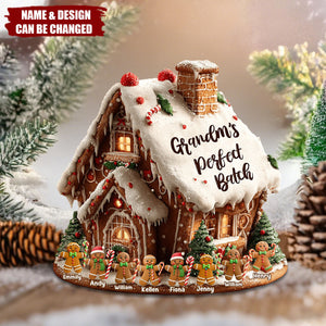 Personalized "Grandma's Perfect Batch" Gingerbread Christmas House Shaped Plaque With 1-8 Names Fun Christmas Gift For Family