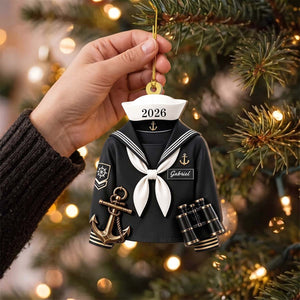 Personalized Sailor Uniform Acrylic Ornament | Christmas Tree Decoration, Gift For Navy Sailor Family Members
