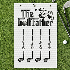 Personalized One More Round Please Golf Towel With 1-10 Kids' Names - Father's Day Gift For Dad & Grandpa