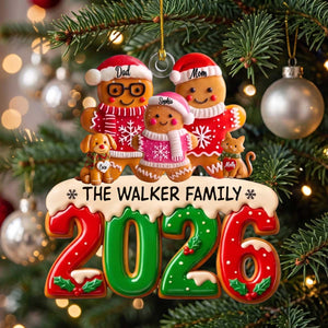 Personalized Gingerbread Family Christmas Tree Acrylic Ornament | Holiday Keepsake Gift For Family
