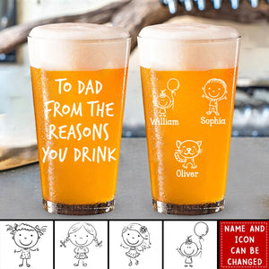 Personalized "From The Reasons You Drink" Beer Glass - Customized Fun Gifts, Birthday, Thanksgiving,Christmas First Choice For Dad