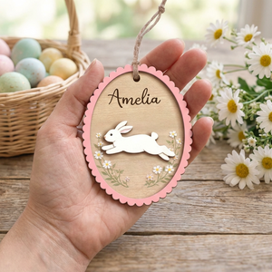 Personalized Easter Basket Tag With Name - Bunny, Duck, Chick Design - Spring Easter Egg Hunt Gift For Kids
