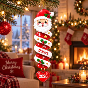 Personalized Spiral Christmas Character Acrylic Ornament | Cute Christmas Keepsake For Family