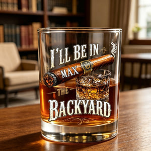 Personalized Bourbon Whiskey Glass With Name & Cigar - Father's Day Gift For Him