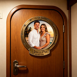 Personalized Fridge Cruise Door Magnet With Photo Porthole Design - Vacation Travel Gift For Couples