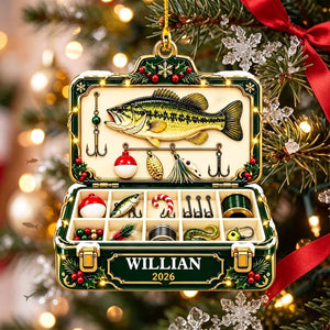 Personalized Fishing Tackle Box Acrylic Ornament - Christmas Gift For Dad Husband Grandpa Fisherman