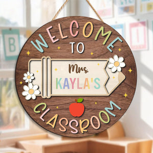 Welcome to Classroom- Personalized Cute Teacher Door Sign, Back to School Gift