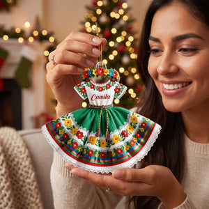 Personalized Hispanic Heritage Dress Acrylic Ornament | Christmas Cultural Gift