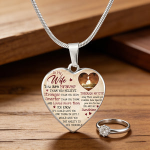 Personalized To My Wife Heart-Shaped Romantic Necklace With Photo & Name - Valentine's Day Anniversary Gift For Wife