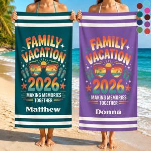 Custom Name Family Vacation Group Trip 2026 Beach Towel | Summer Cruise Travel Present