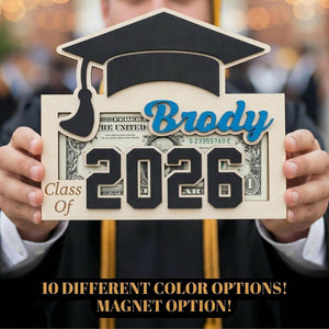 Personalized Graduation Money Holder & Fridge Magnet With Name Class of 2026 Graduation Gift For Him Her