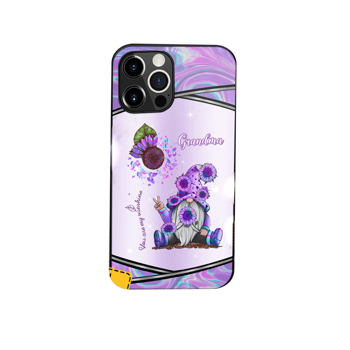 PERSONALIZED Phone Case HOLOGRAM SUNFLOWER GRANDMA- MOM doll, YOU ARE MY SUNSHINE Butterfly