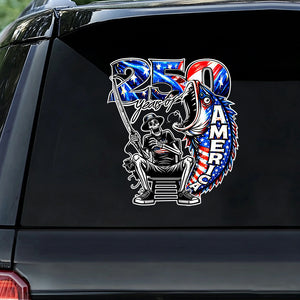 Skeleton Bass Fishing 250 Years Car Window Decal - Creative 4th Of July 2026 Gift