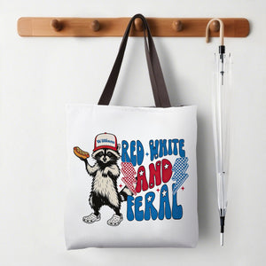 Personalized Tote Bag 4th Of July Funny Feral USA Hotdog Raccoon Independence Day