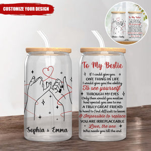 A Truly Great Friend Is Hard To Find - Bestie Personalized Glass Cup, Iced Coffee Cup - Gift For Best Friends, Sisters