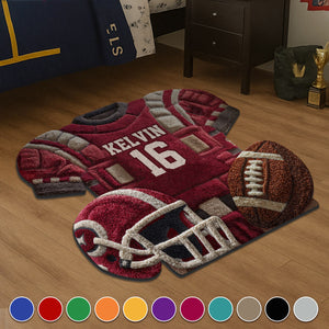 Personalized Football Non-Slip Tufted Rug With Color & Name Themed Decor For Bedroom For Sports Lover Husband Friend
