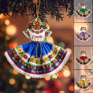 Personalized Hispanic Heritage Dress Acrylic Ornament | Christmas Cultural Gift