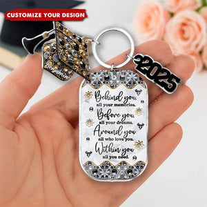 Personalized Graduation Keychain with Charms Congrats Grand Class Of 2025 Graduation Gift