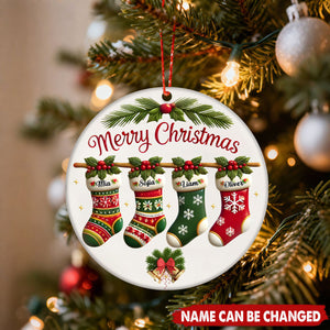 Personalized Family Stockings Christmas Circle Ceramic Ornament With Name Create Unique Christmas Ritual For Family