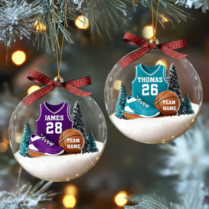 Personalized Basketball Kit Snow Ornament With Name Number & Team Christmas Gift For Athlete Sports Lover Son Boyfriend