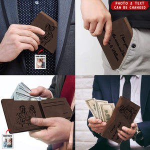 Personalized Engraved Photo Leather Short Wallet For Men Father's Day Gift