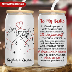 A Truly Great Friend Is Hard To Find - Bestie Personalized Glass Cup, Iced Coffee Cup - Gift For Best Friends, Sisters