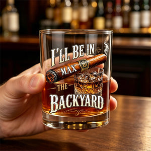 Personalized Bourbon Whiskey Glass With Name & Cigar - Father's Day Gift For Him