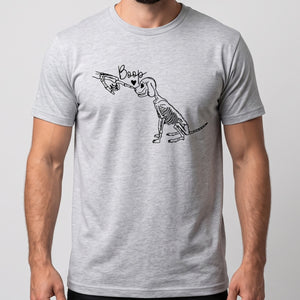 Skeleton Dog Heart T-Shirt With Hand Boop Graphic For Halloween Pet Lover Gift