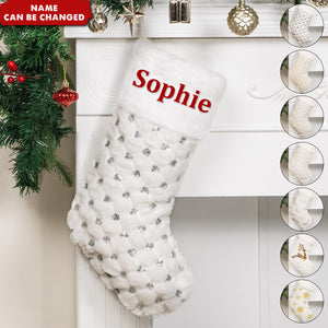 Personalized Embroidered Christmas Stockings - Plush Sequin Custom Name,Knit Holiday Gift For Family,Friends