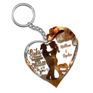 Couple Cowboy And Cowgirl God Blessed - Personalized Cowgirl Transparent Acrylic Keychain