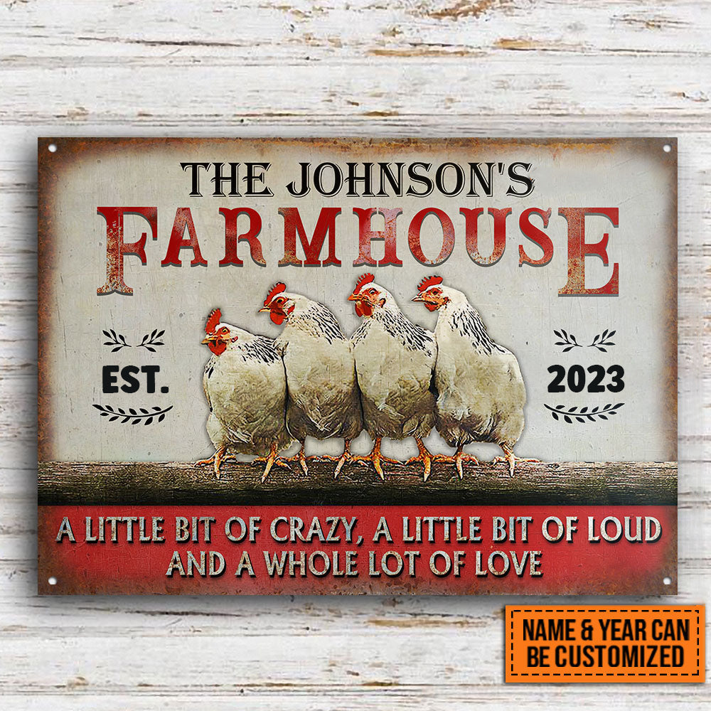 Personalized Chicken Farmhouse A Little Bit Of Customized Classic Metal Signs