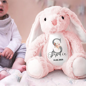 Custom Bunny Easter New Baby Baby Shower - Personalized Soft Toy Bunny