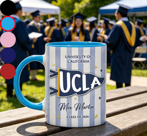 Two-Tone Strip Mug With Name & Class Of 2026 - Personalized College Graduation Gift For Her & Him