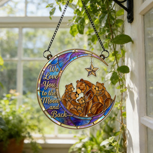 Customized Bear Family Sign Suncatcher With Mommy & Cubs Names - Mother's Day Gift For Mom & Grandma