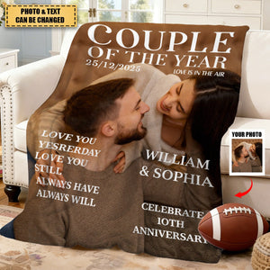 Personalized "Couple of the Year" Cover Blanket With Names & Photo & Date & Text | Romantic Milestone Gift For Spouse Couple | Valentine's Day