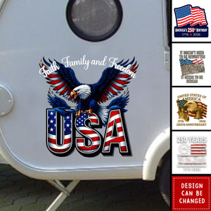 Personalized Weatherproof Patriotic Car Window Decal Sticker With USA Flag Design - 250th Anniversary Gift For Veterans & Proud Families