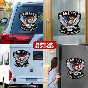 Personalized Bold American Flag Car Window Decal With 250th USA Birthday - Meaningful Independence Day Gift For Veterans & Families