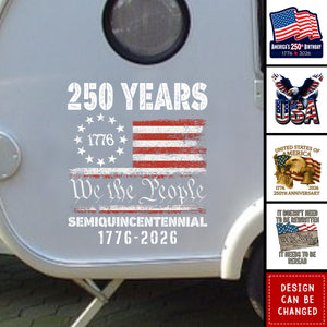Personalized Weatherproof Patriotic Car Window Decal Sticker | We The People 1776-2026 Design - Unique 250th Anniversary Gift For Veterans