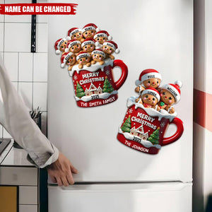 Personalized Gingerbread Family In Hot Cocoa Decal With 2-10 Names & Year Custom Christmas Decor For Family