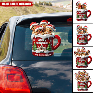 Personalized Gingerbread Family In Hot Cocoa Decal With 2-10 Names & Year Custom Christmas Decor For Family