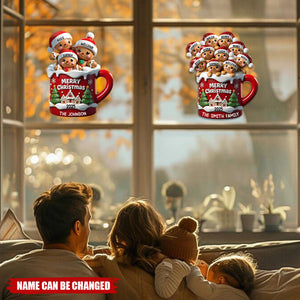 Personalized Gingerbread Family In Hot Cocoa Decal With 2-10 Names & Year Custom Christmas Decor For Family
