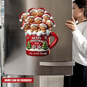Personalized Gingerbread Family In Hot Cocoa Decal With 2-10 Names & Year,Unique Christmas Decoration For Your Family Home