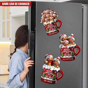 Personalized Gingerbread Family In Hot Cocoa Decal With 2-10 Names & Year,Unique Christmas Decoration For Your Family Home