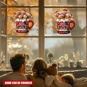 Personalized Gingerbread Family In Hot Cocoa Decal With 2-10 Names & Year,Unique Christmas Decoration For Your Family Home