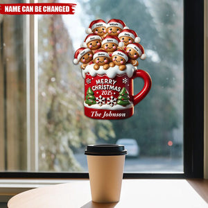 Personalized Gingerbread Family In Hot Cocoa Decal With 2-10 Names & Year,Unique Christmas Decoration For Your Family Home