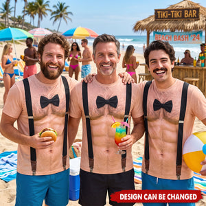 Men's Funny 3D Muscular Chest, Bachelor Party For Groom & Groomsmen, Halloween Costume, Summer Party Outfit - Personalized Shirt