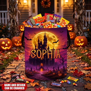 Custom LED Light Basket - Personalized Halloween Birthday Gifts For Kids - Spooky Night Trick Or Treat